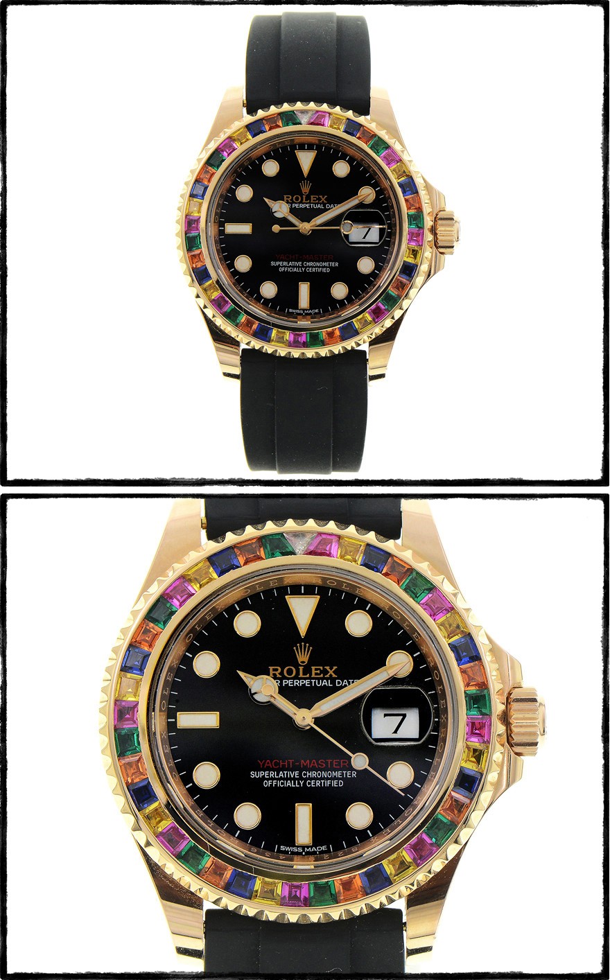 劳力士 游艇系列18k玫瑰金后镶钻 116655 自动机械男表手表日期显示