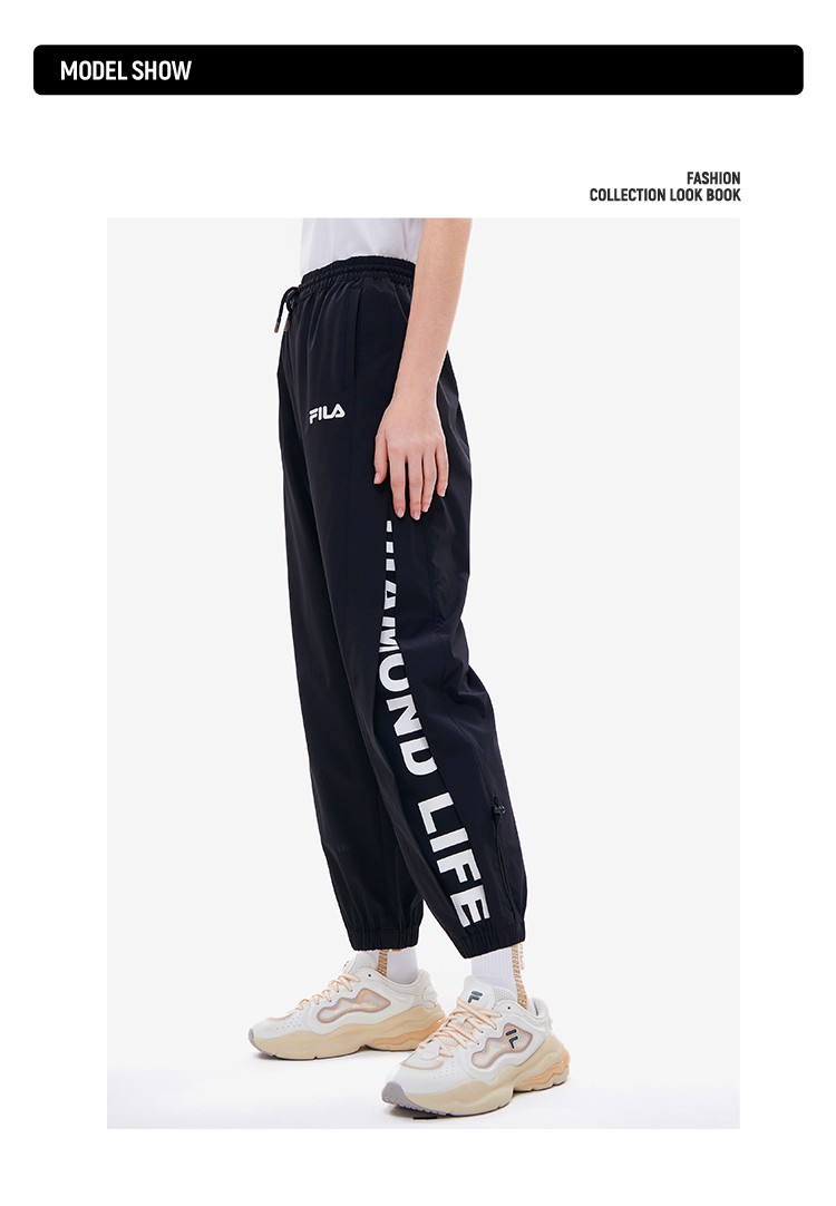 fila) fila斐乐fusion潮牌梭织长裤女2022秋季新款宽松收口潮流运动裤
