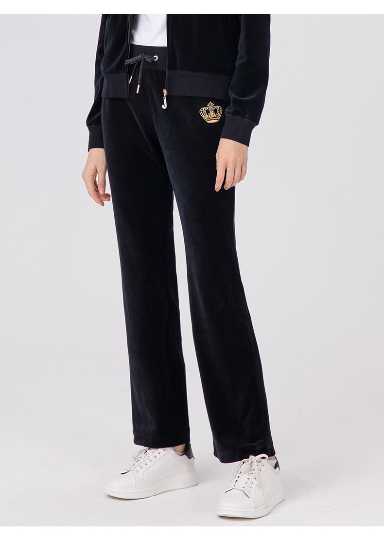 juicycouture橘滋女装微喇裤女2021年秋季款天鹅绒裤子微喇休闲长裤