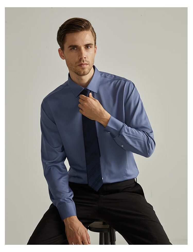 【商场同款】daniel hechter丹尼爱特 商务休闲纯色百搭长袖衬衫男