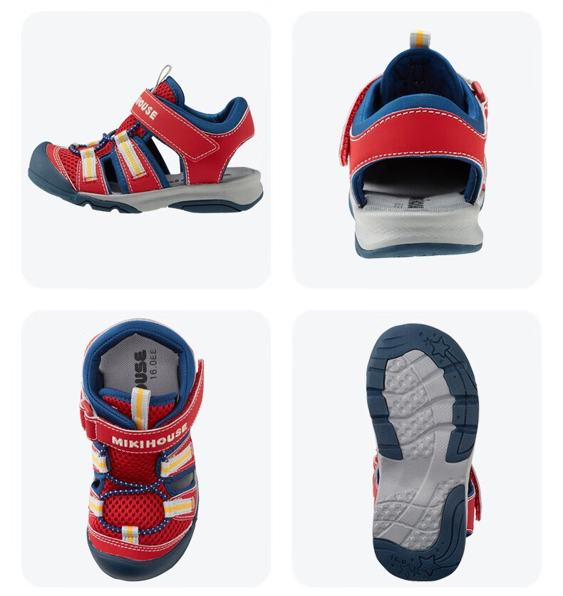 mikihouse夏季男女大童双层网面透气防踢弹力鞋底凉鞋129405971藏