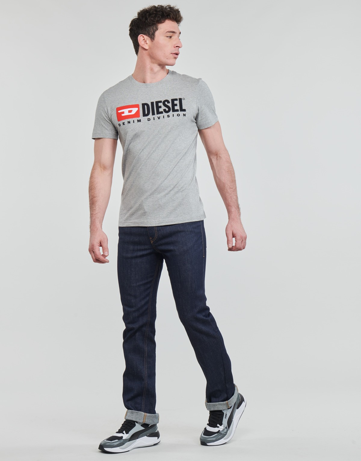 diesel迪赛尔男装时尚休闲宽松喇叭牛仔裤腰带透气舒适潮流长裤子蓝色