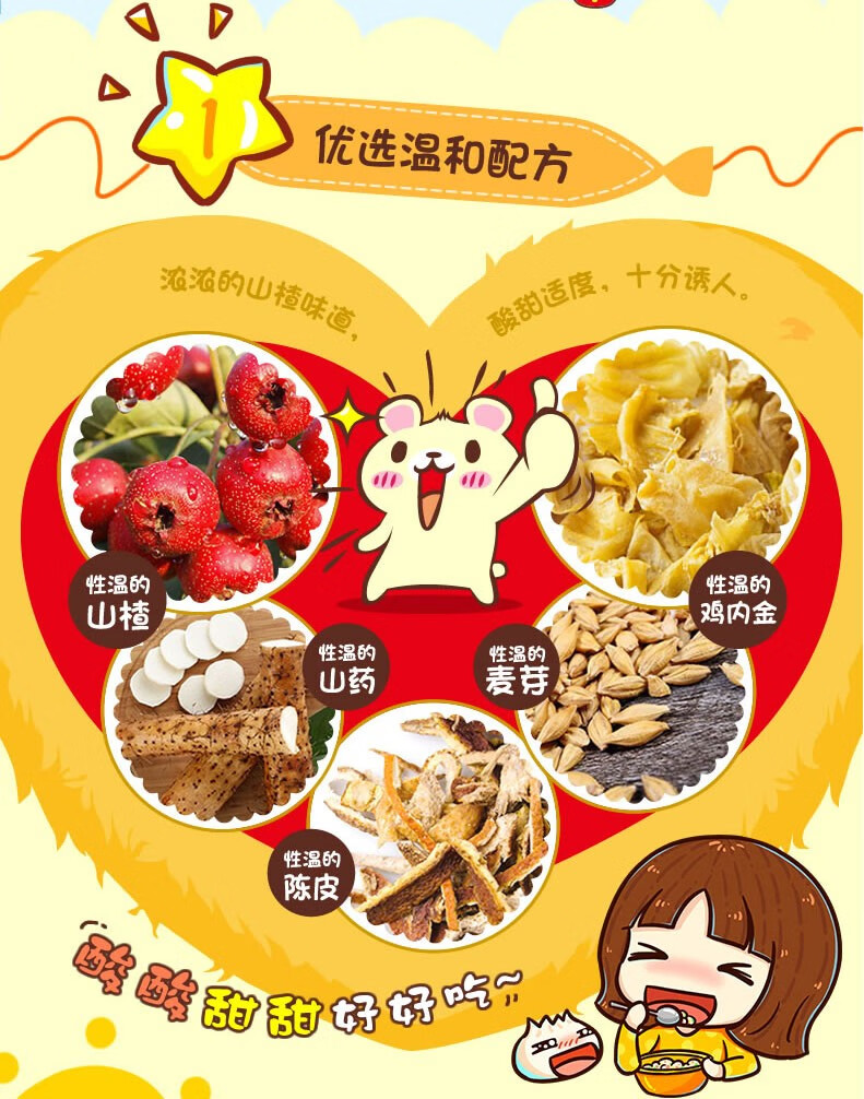 绿健园儿童逍食片鸡内金山楂麦芽压片糖果60片山楂山药咀嚼片1盒体验