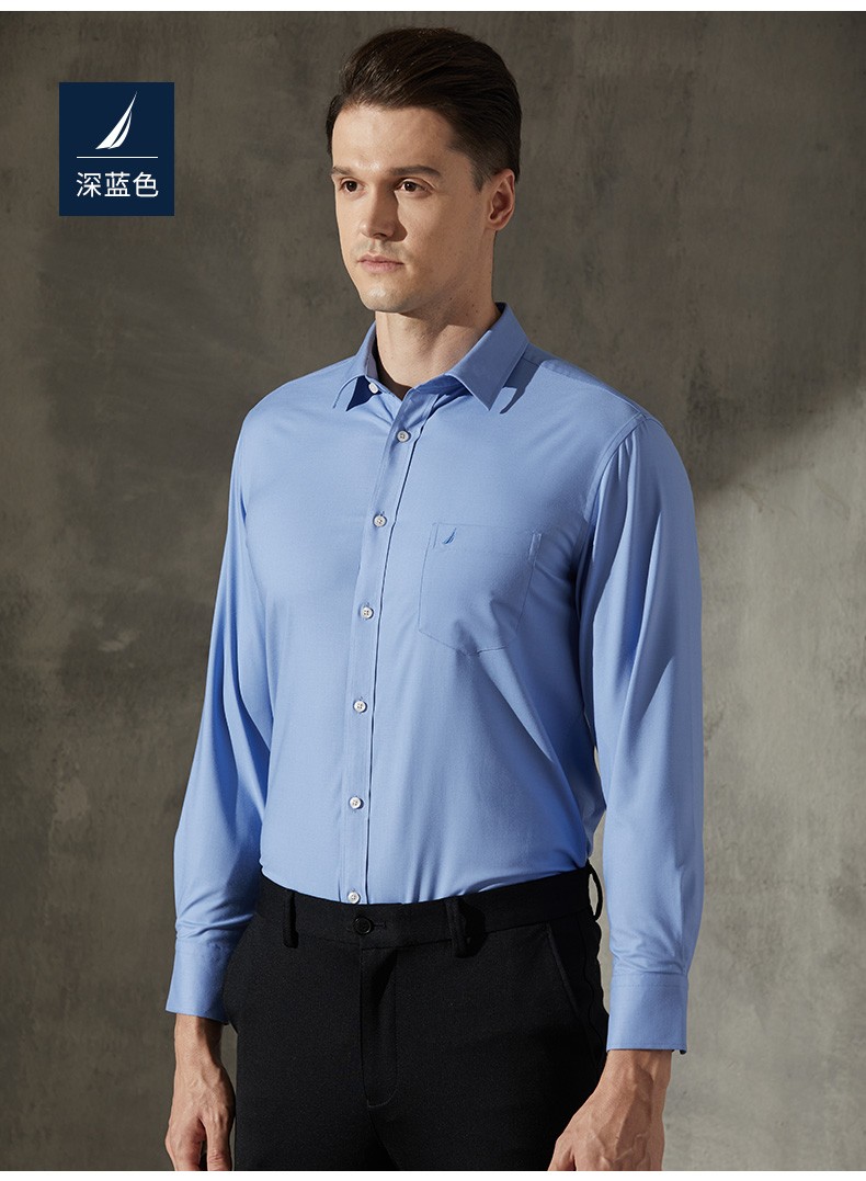 光滑柔软吸湿耐汗 男士长袖西服衬衣 深蓝色 #41【图片 价格 品牌