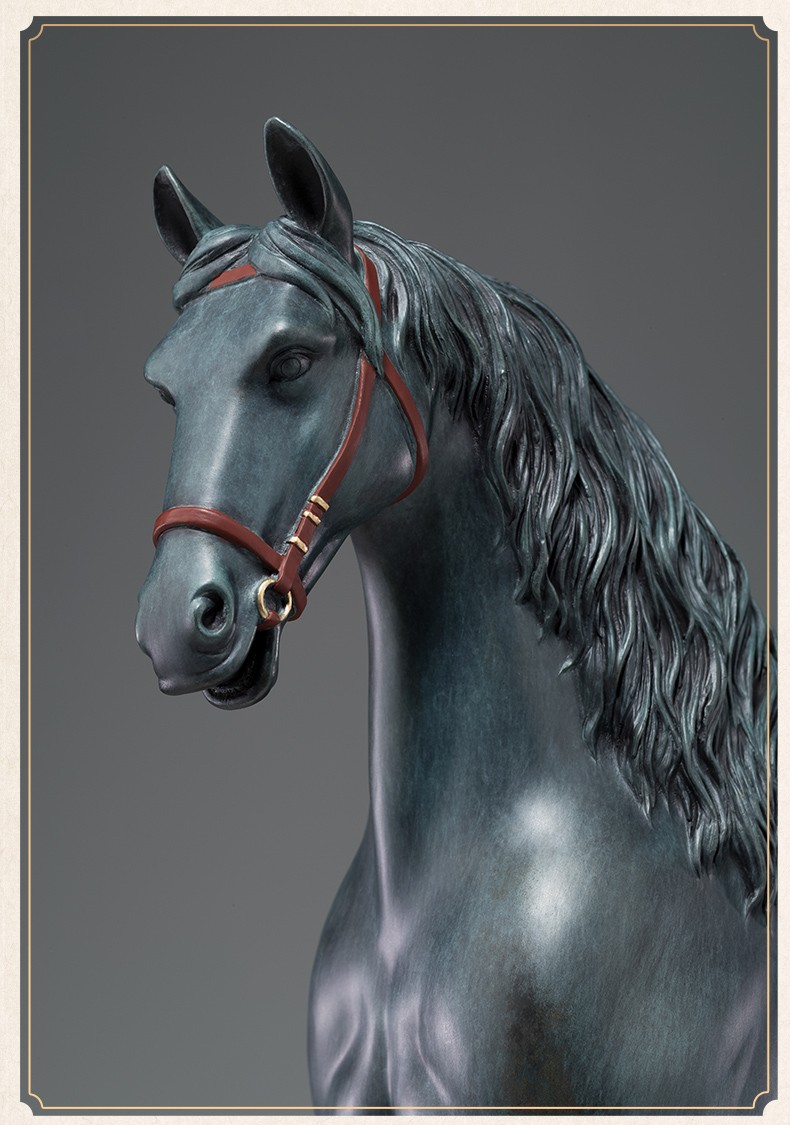 玛朵维汀 全铜马摆件安达卢西亚马到成功纯手工黑胡桃木底座家居摆设