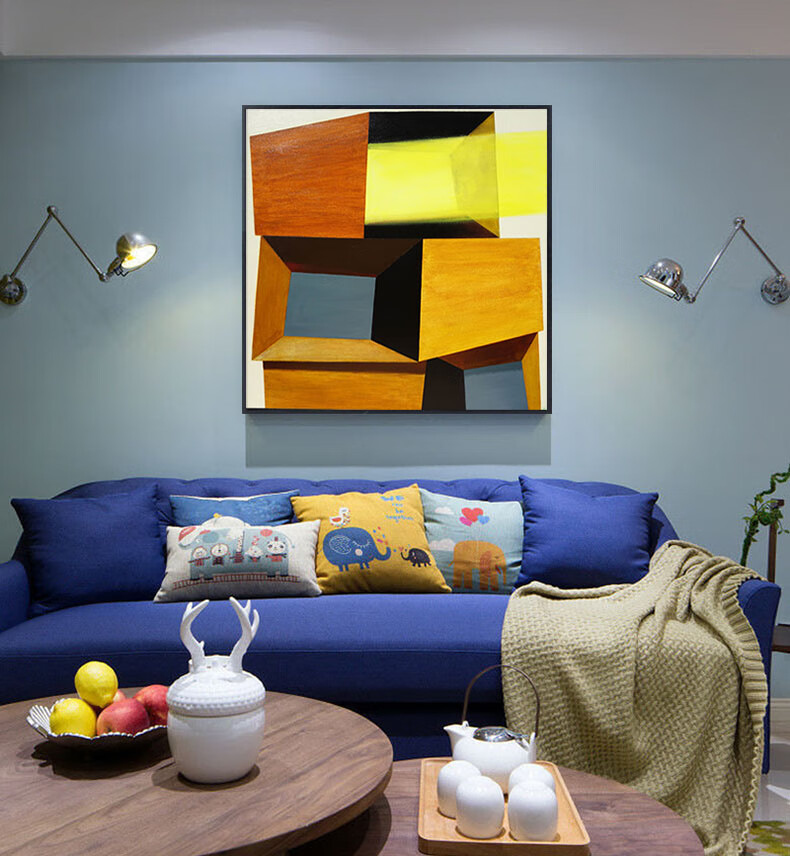 众画世界之窗艺术画几何抽象客厅画餐厅墙上挂画配电箱画饭厅画卧室