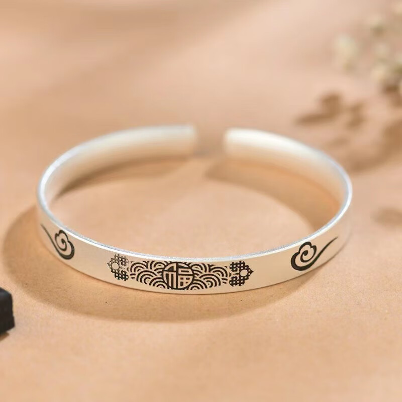 银手镯999纯女开口手工银镯子-京东司法拍卖