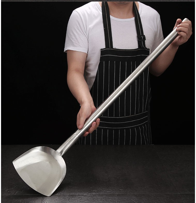 不锈钢大铲头 木柄大锅铲 食堂餐厅烹饪铲 长木柄锅铲头 钢柄炒铲炒菜
