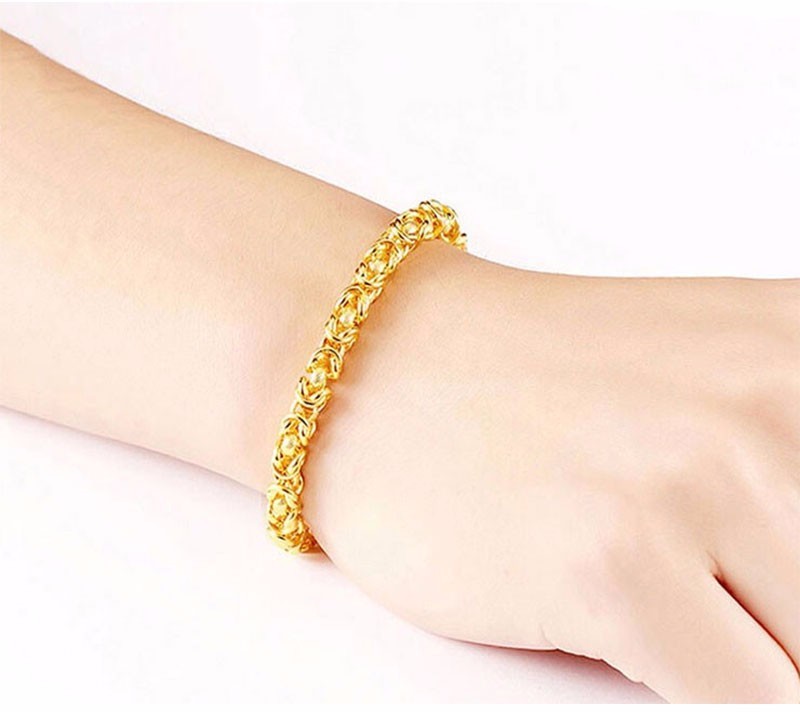 399/克 足金999 金善妮黄金手链四方龙骨链男士泰国手链福字扣土豪