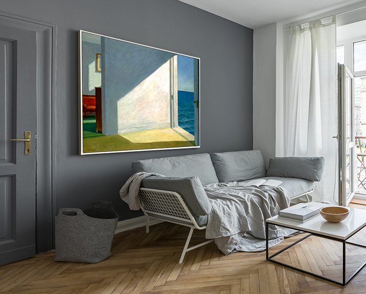 众画靠海的房间爱德华霍普名画艺术画客厅装饰画海景画小众装饰画民宿
