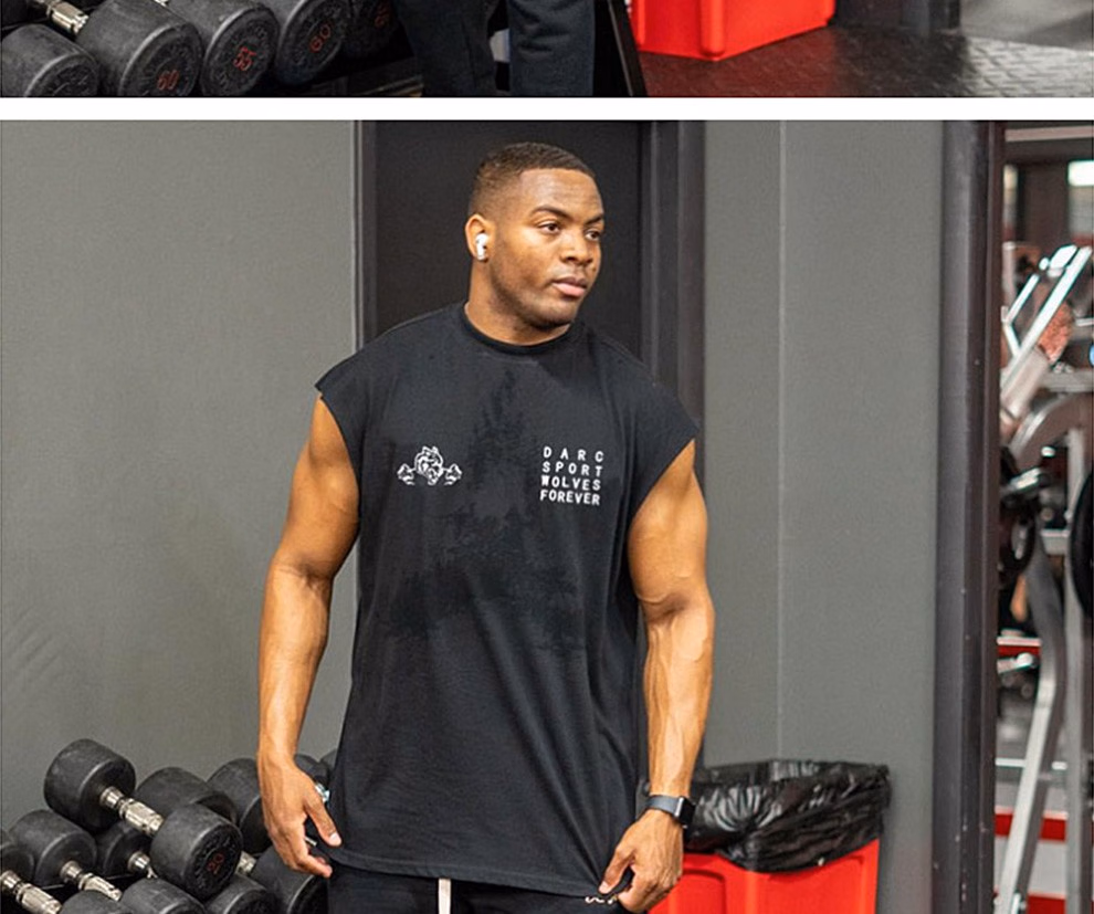 Muscle Fitness Summer Sports Casual Vest, Men's Trendy Brand Running Training Elastic Loose Basketball Sleeveless T-shirt_viptrois.com