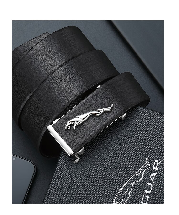 英国捷豹jaguar轻奢真皮皮带头层牛皮商务休闲西装正装男士腰带自动扣