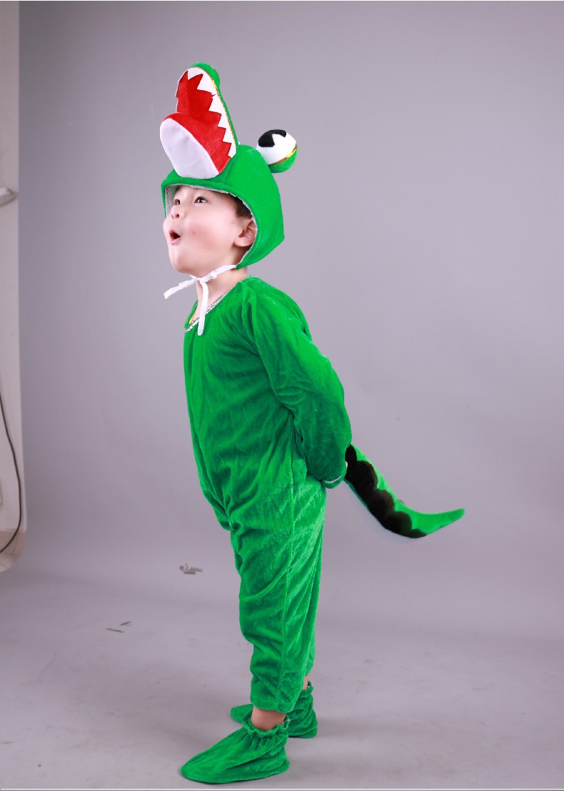 卡通动物表演服装小学生课本剧舞蹈服饰幼儿园恐龙演出服 鳄鱼长袖