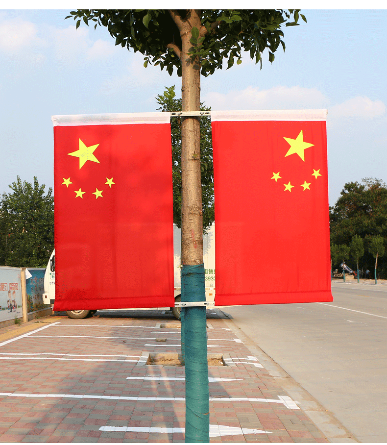 捷斯淇 国旗党旗灯杆旗3号五星红旗带旗杆4号户外壁挂国旗工字型旗帜