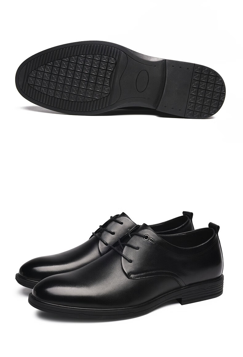 金猴男鞋2022新款商务正装皮鞋圆头系带大码鞋单鞋男 q20134a 黑色 45