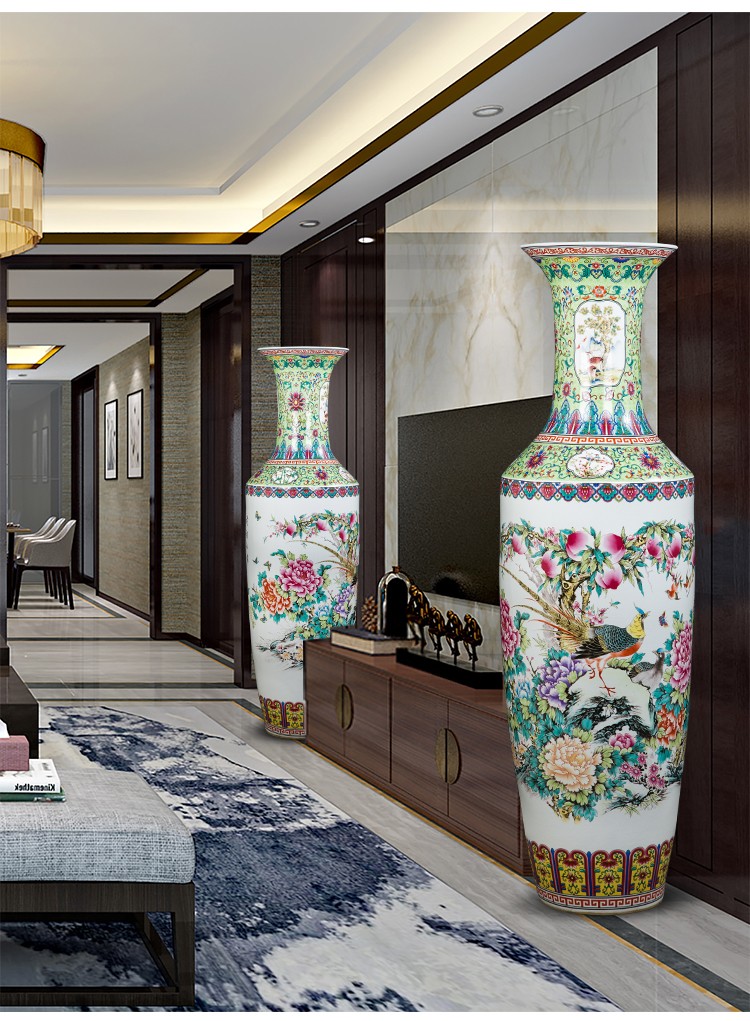 ly烈垚景德镇陶瓷器手绘牡丹落地大花瓶办公室门店乔迁大客厅瓷器摆件