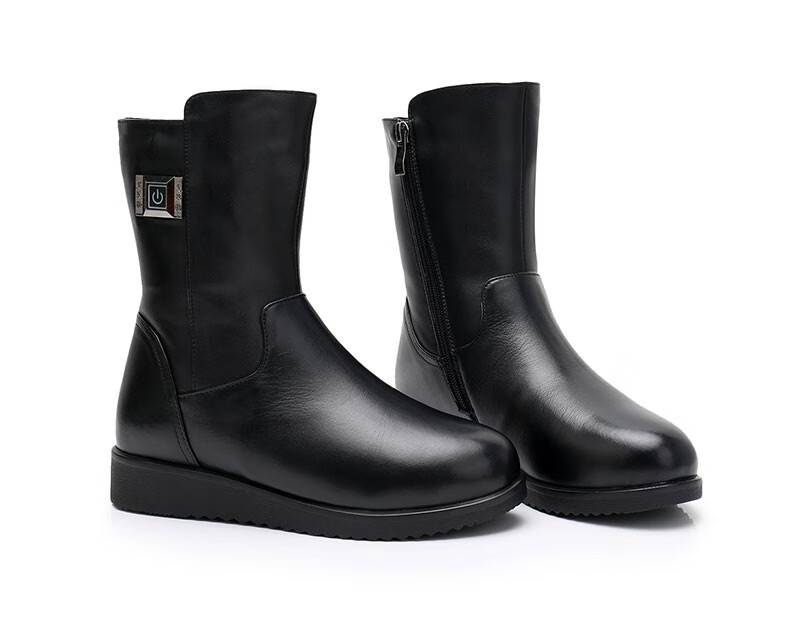 绿秀 冬季电热鞋女士户外可行走充电发热鞋真皮电暖鞋加热鞋 37码