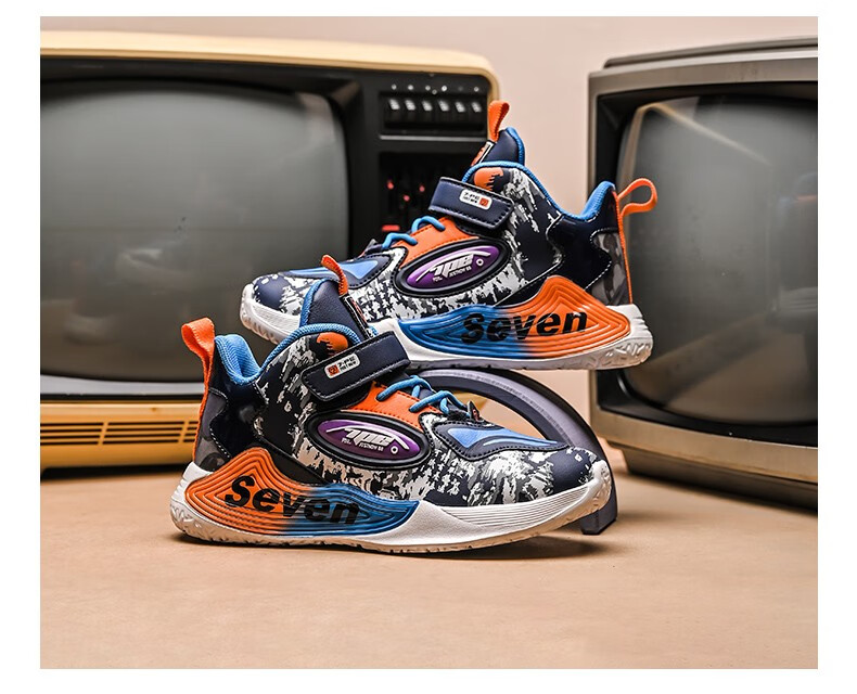 七波辉官方旗舰大童男鞋童鞋儿童运动鞋秋季男童高帮软底鞋子男孩球鞋