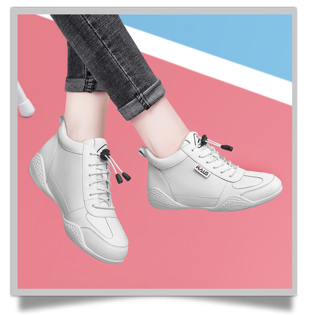 高帮运动鞋女装平底休闲波鞋旅游鞋42大号码春冬季女鞋子白色不加绒35