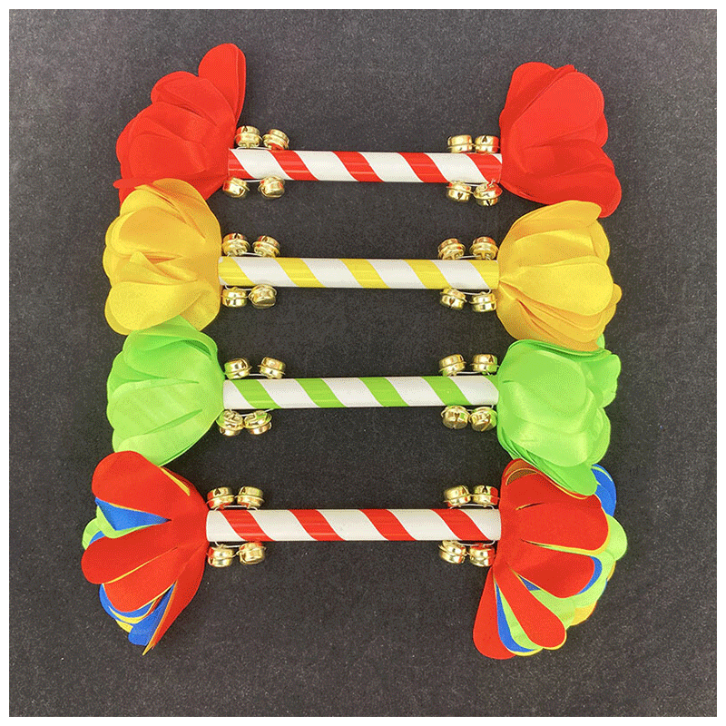 幼儿园早操器械操舞蹈花棍儿童广场舞运动会道具响棒八铃铛 红色(双头