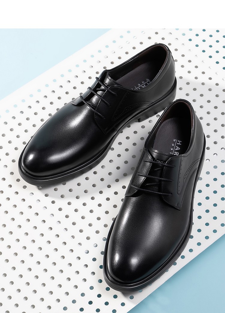 harson哈森男鞋皮鞋男春秋新款商务正装鞋低帮牛皮英伦风德比鞋男