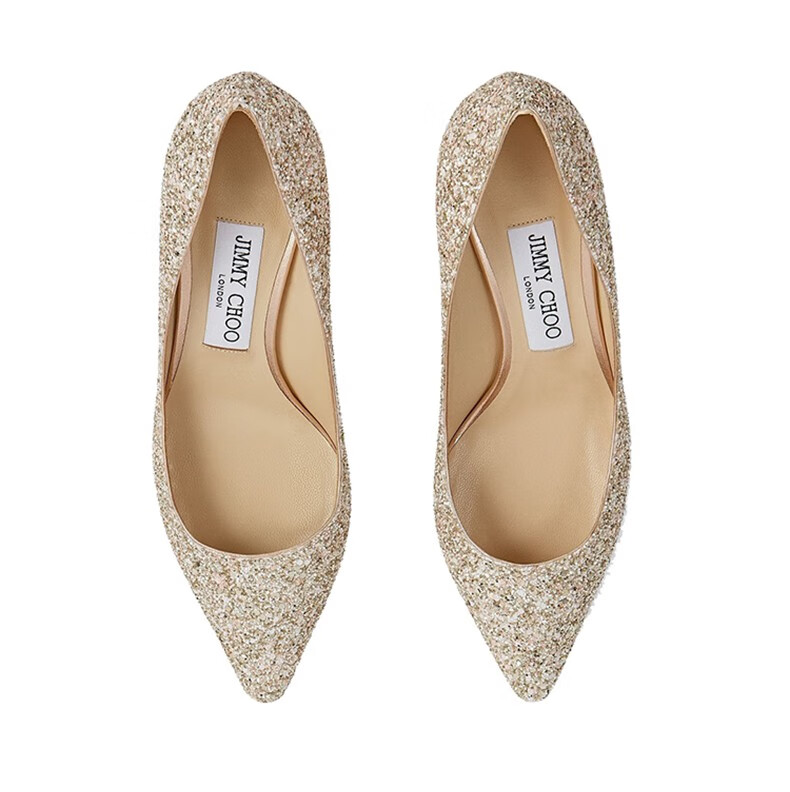 jimmy choo周仰杰吉米周奢侈品女鞋高跟鞋婚鞋romy60 玫瑰金粗闪亮片