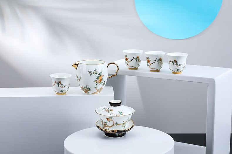 华祥苑国瓷永丰源茶具石榴家园8头16头夫人瓷茶器茶具组套送礼礼品