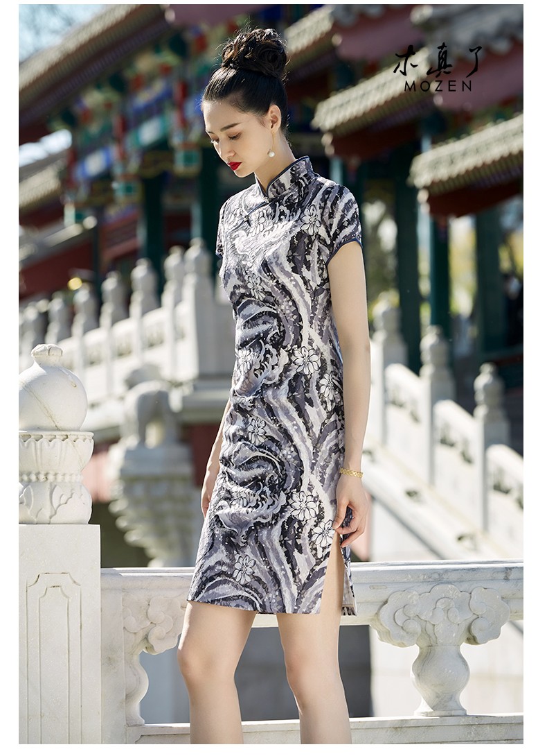 618活动中木真了旗袍改良透气显瘦夏女旗袍礼服30307色s