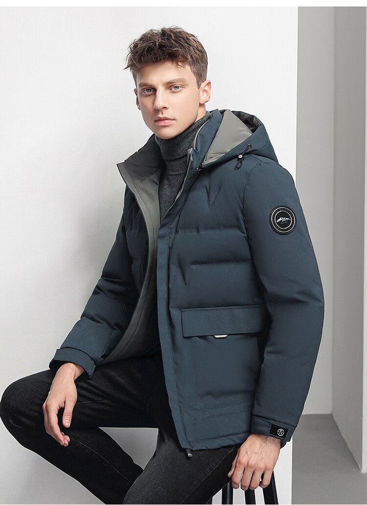 美国保罗羽绒服男中长款2022秋冬新款白鹅绒服防寒保暖外套可脱卸连帽