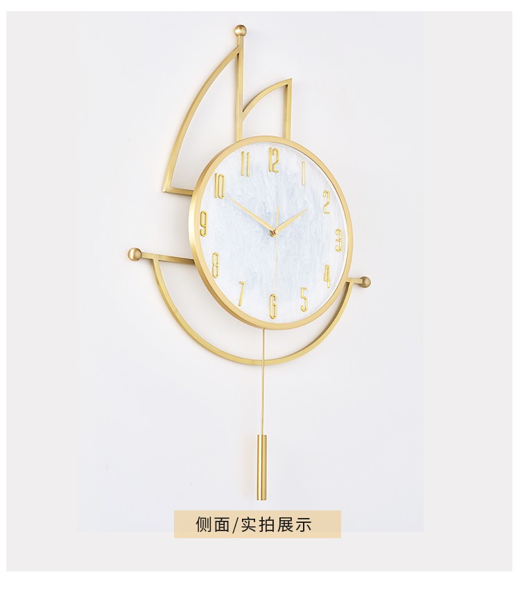 伯莎丹顿欧式轻奢钟表挂钟全铜别墅客厅餐厅家用黄铜现代简约新款船