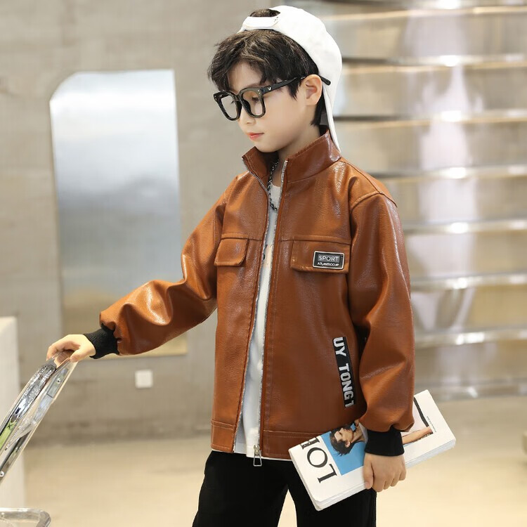 恒孞童装男童皮衣外套秋装新款中大儿童小学生pu皮衣男孩子春秋装时尚