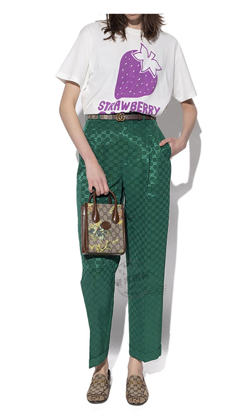 gucci古驰男女同款logo印花时尚休闲圆领短袖t恤548334xjdwg9275白色