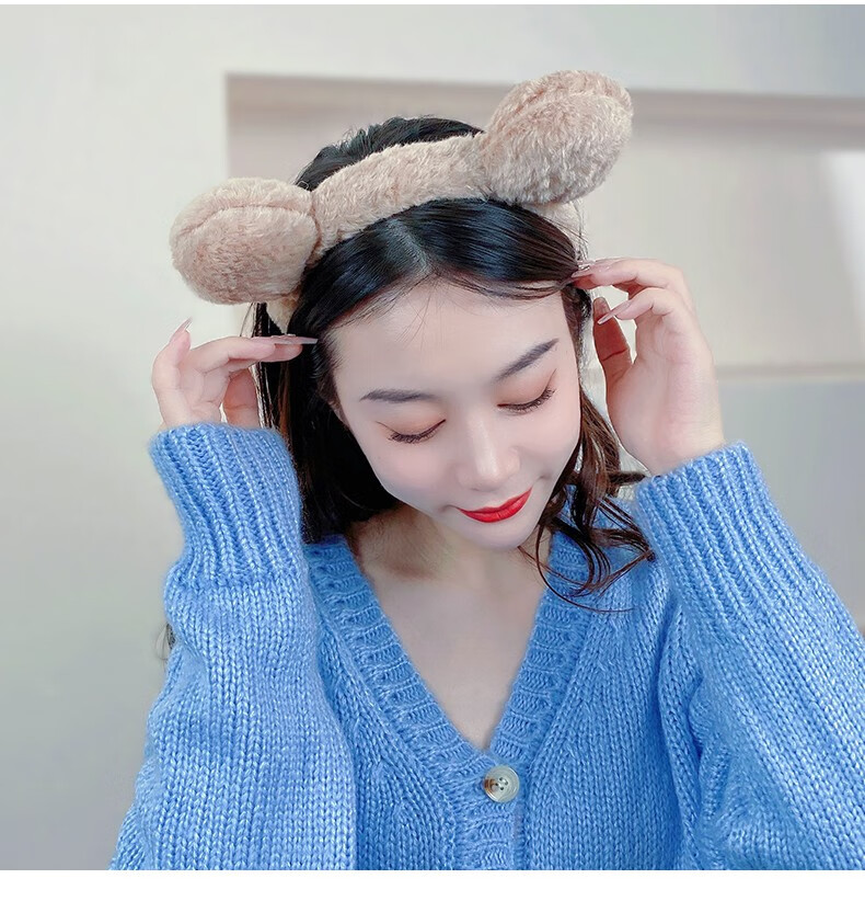 左欧可爱洗脸发箍女生日常佩戴简约学生头箍韩式网红发窟毛绒发捆