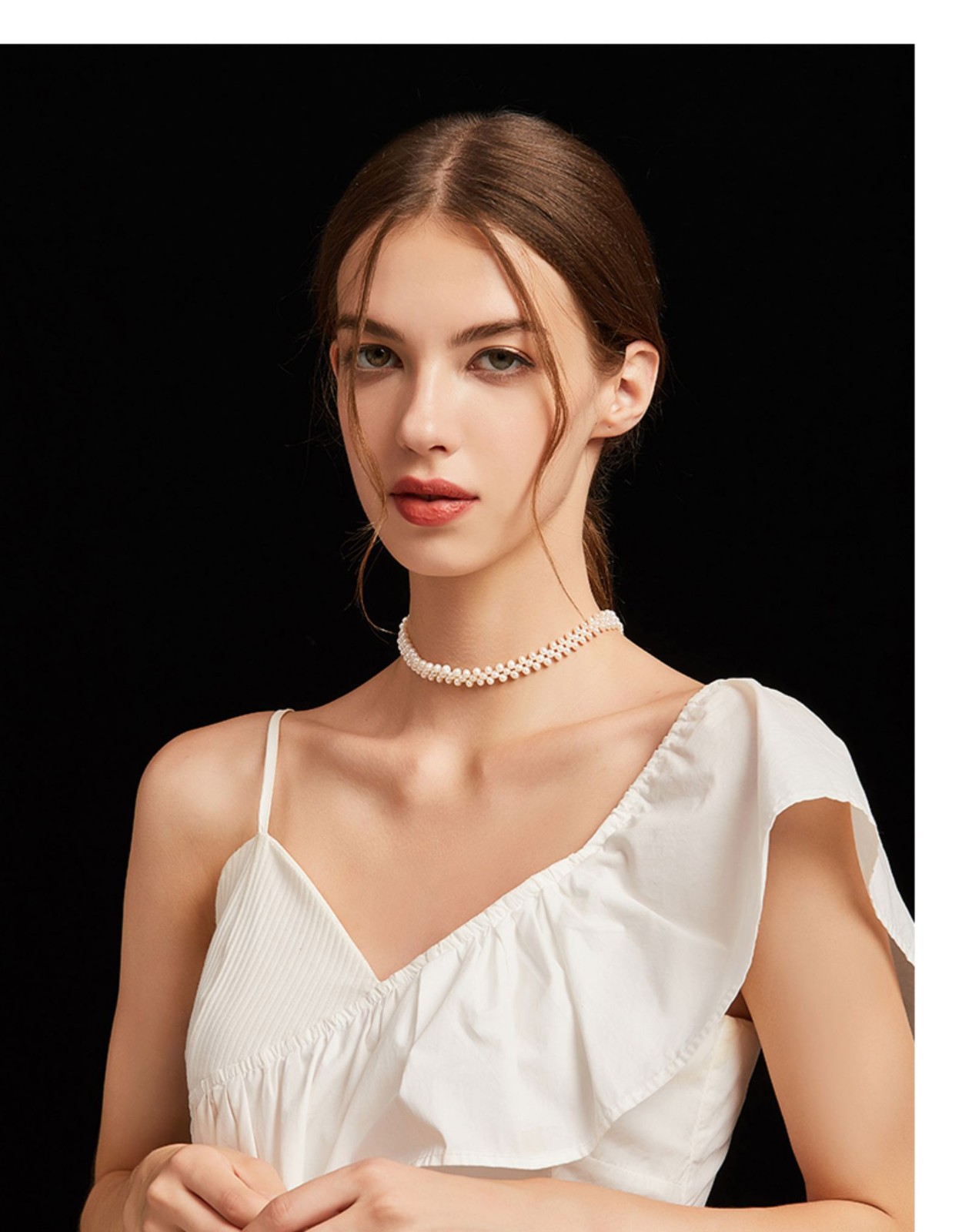 徕奥(leerout)编织珍珠项链少女手工法式复古小众多层锁骨链生日礼物