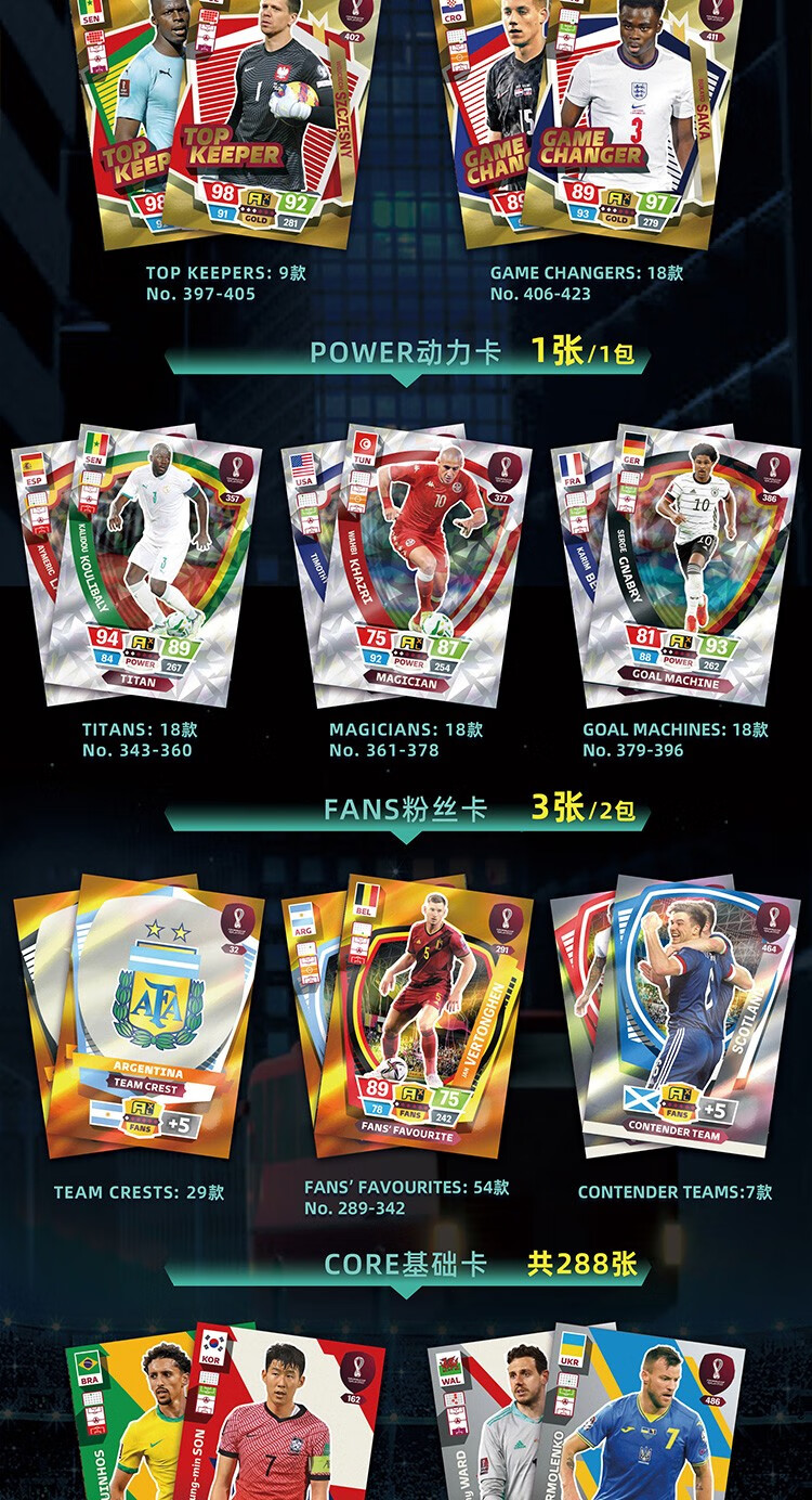 球星卡片足球杯卡牌世界杯盲盒2022卡塔尔欧洲杯球迷稀有卡收藏卡