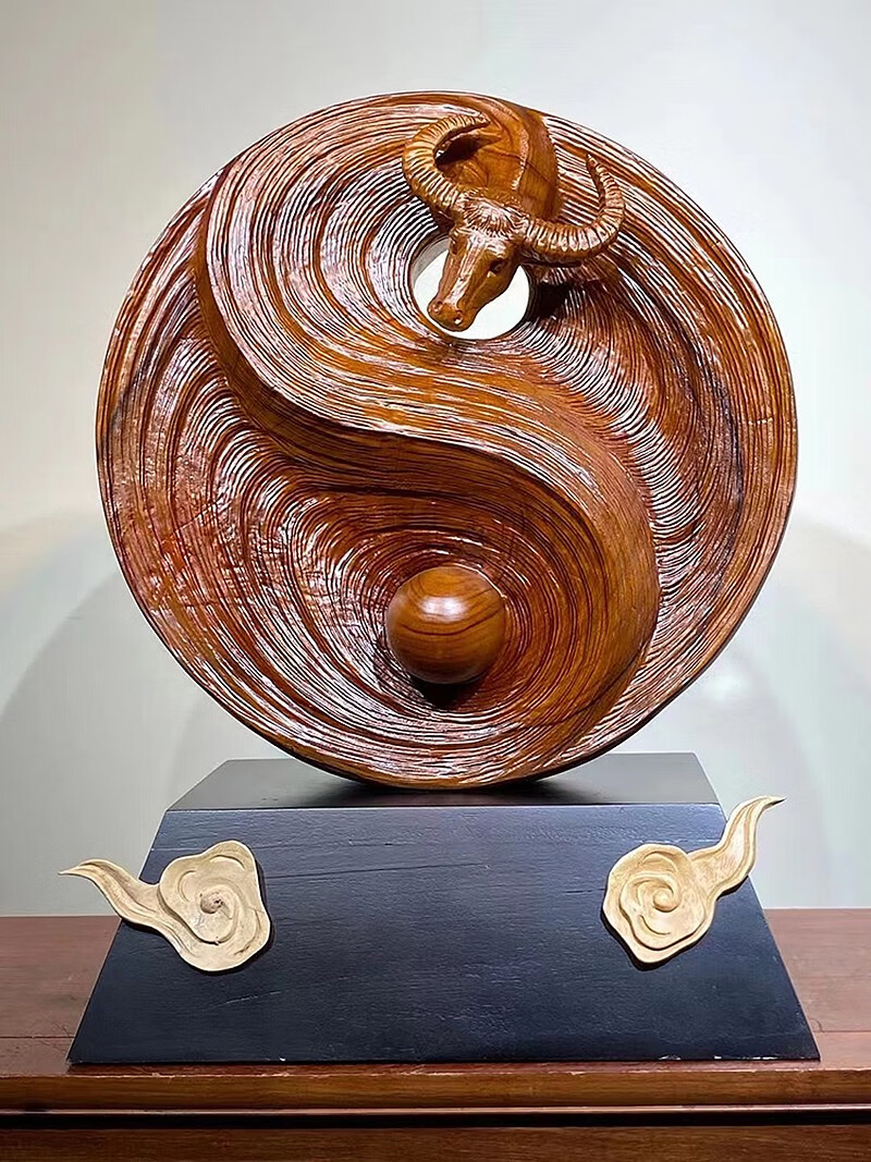 锋纯香樟木牛转乾坤牛气冲天摆件精品木雕根雕家居客厅玄关送礼 选款