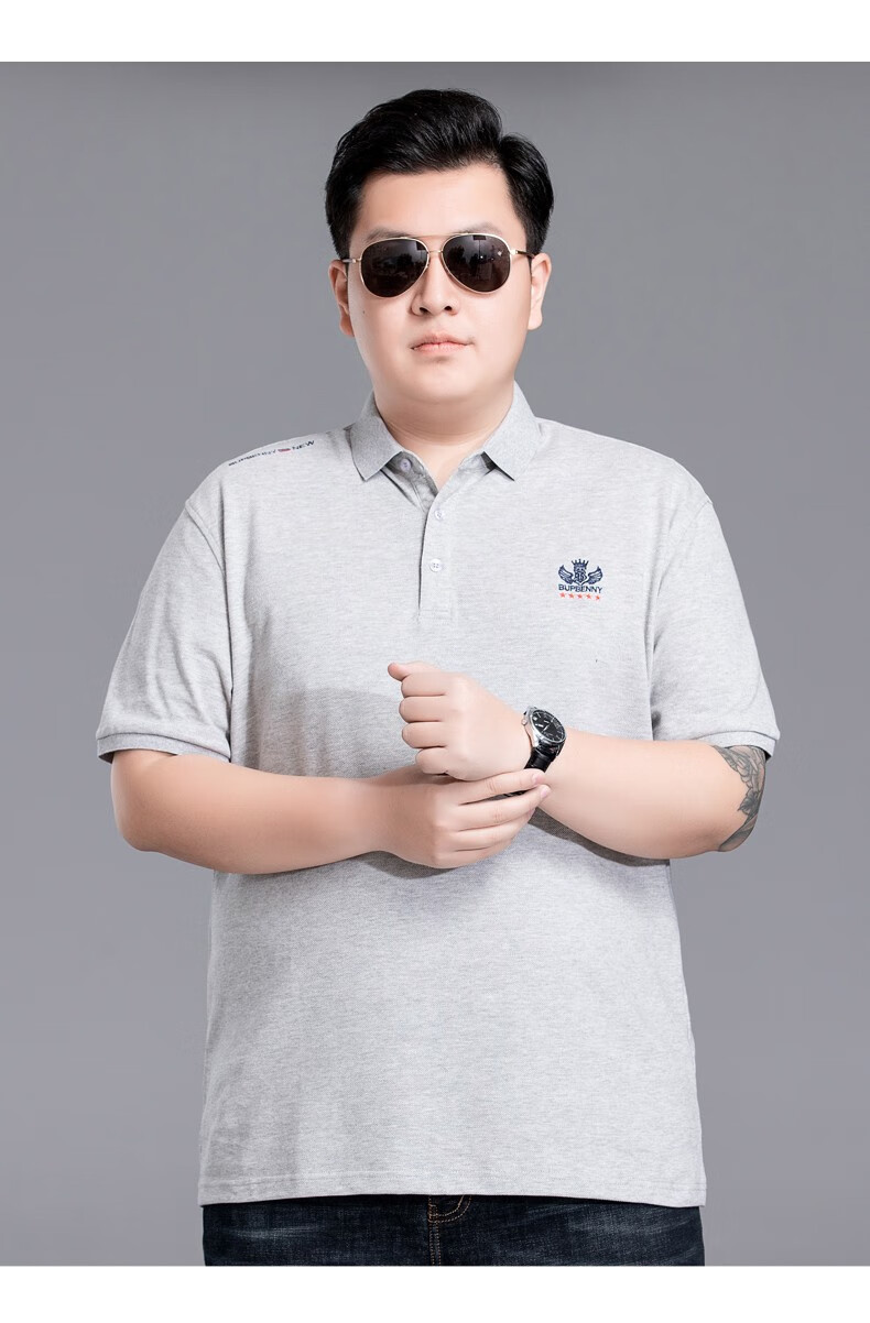 胖大潮大码男装胖子翻领t恤男短袖加肥加大polo衫特大号纯棉宽松肥佬