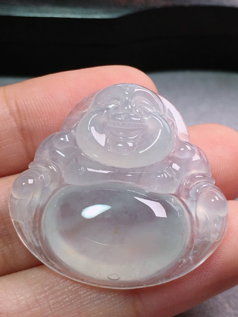 绿翠天成翡翠冰种白冰佛公玉佛吊坠缅甸a货翡翠玉石送礼送女友生日