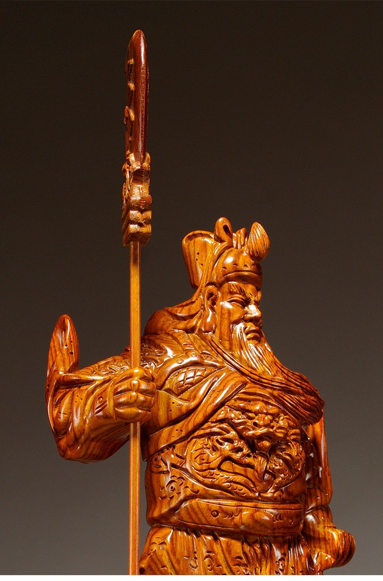 花梨木雕关公像武财神爷摆件佛像家居公司落地装饰红木工艺品店铺开业