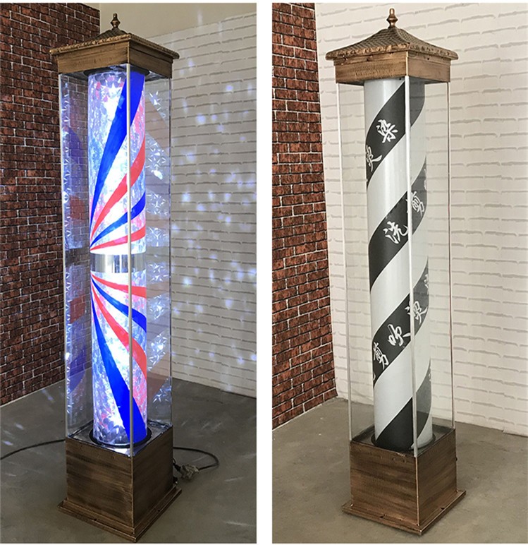 沐甜新款led发廊美容美发转灯欧式复古防水坐地灯理发店落地灯箱水晶