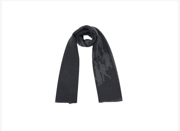 salvatore ferragamo 菲拉格慕 女士人物图案围巾 深蓝色 527054