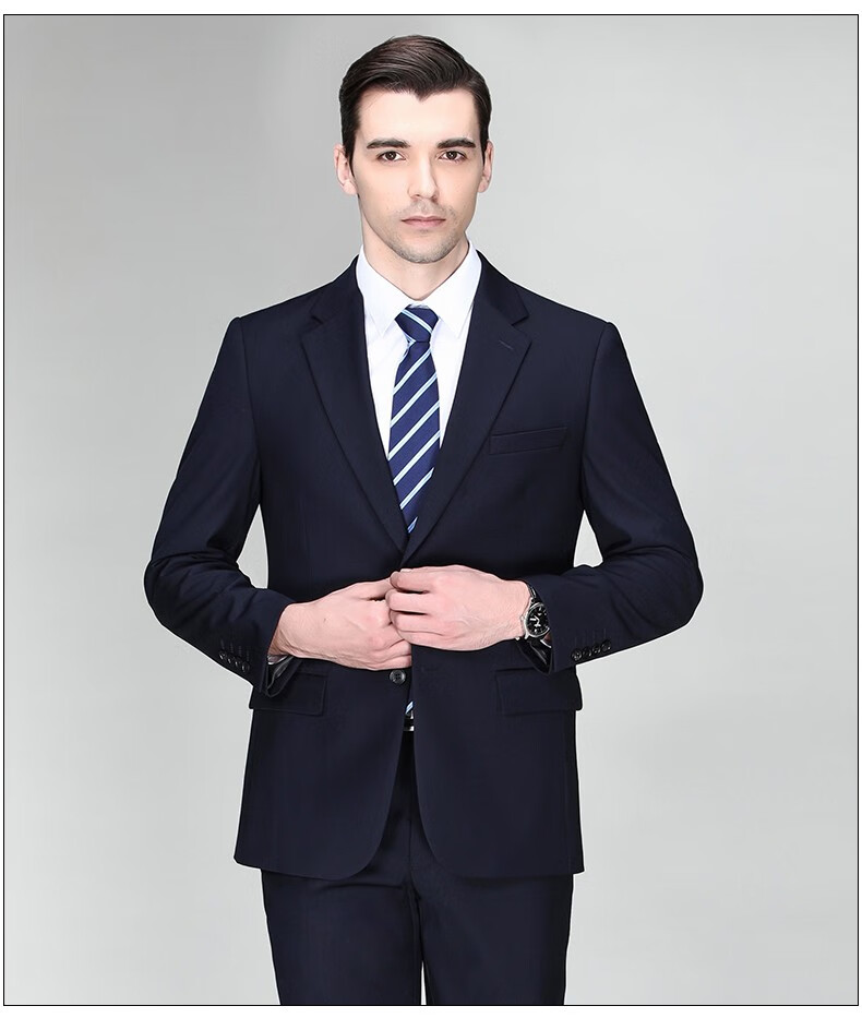 轻奢贵族 朝戈尔羊毛轻奢商务中年男士西服套装领导干部会议会晤宽松a