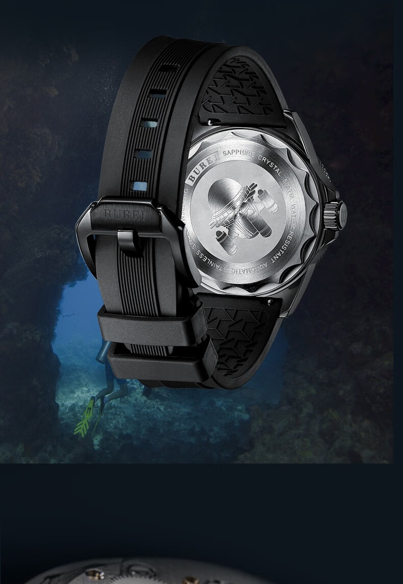 burei宝梭瑞士手表男士机械手表防水夜光时尚商务男腕表 sw500-05ga