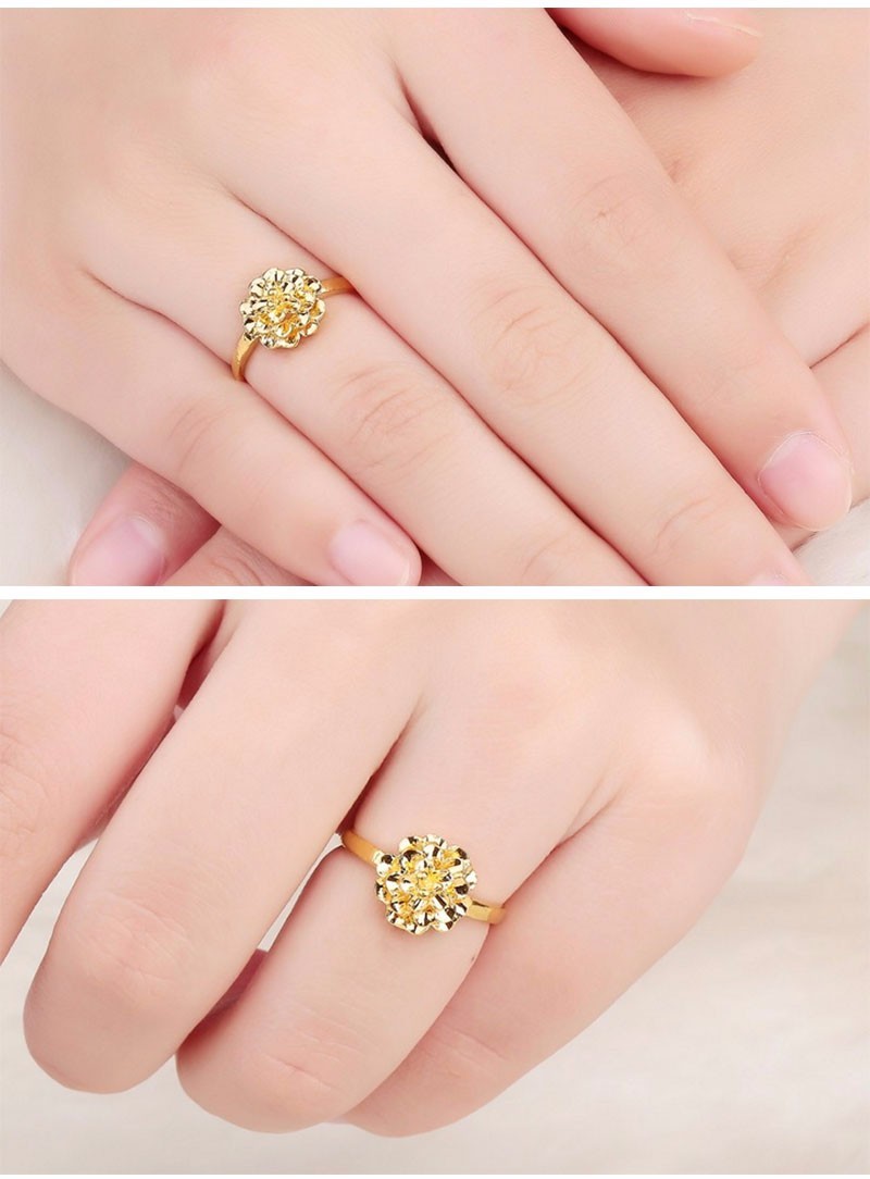 金善妮 黄金戒指花头女 999足金花开富贵戒指多层花形花朵金指环活口