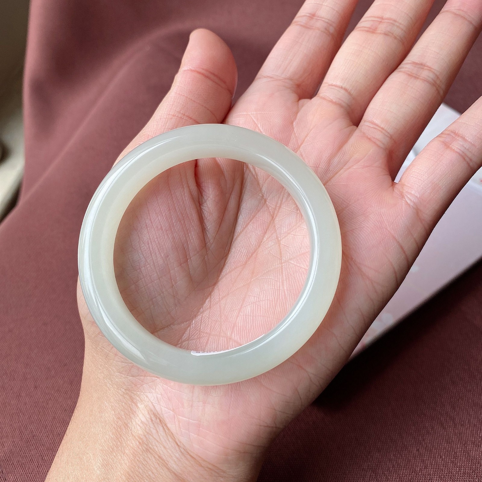 玉悦东海和田玉手镯青海野牛沟料青白玉胖细圆条宽版羊脂白玉翠青镯子