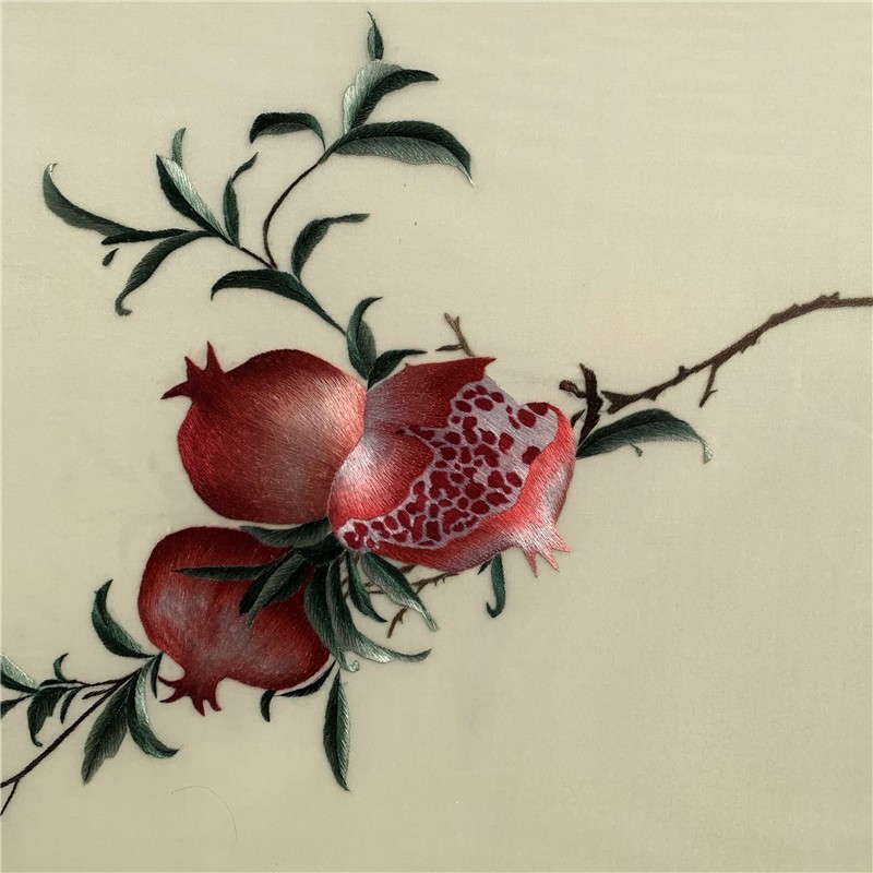 汉宫 苏绣挂画新中式纯手工刺绣客厅装饰画1--4丝石榴成品绣画高档