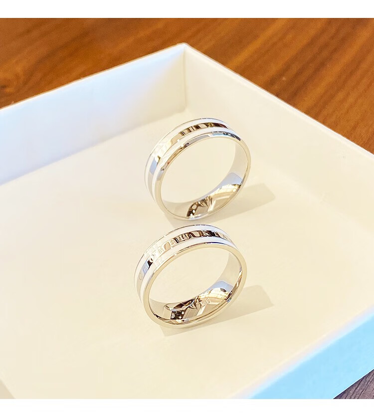 ck旗舰官方店情侣戒指一对男女双色可刻字对戒小众冷淡风七夕情人节