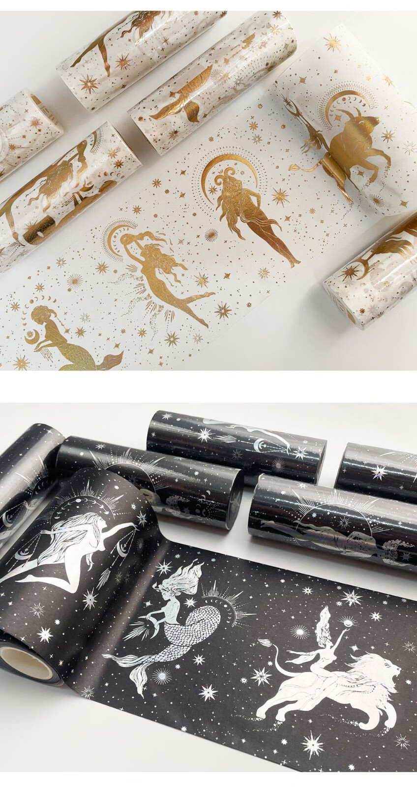 手账胶带胶卷星座女孩炫彩烫金和纸胶带星空手帐胶带墙纸背景装饰素材