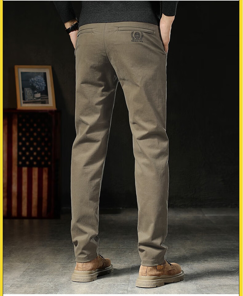 dk休闲裤男2022秋季韩版潮流裤子男士小脚纯色商务男裤 128卡其 128