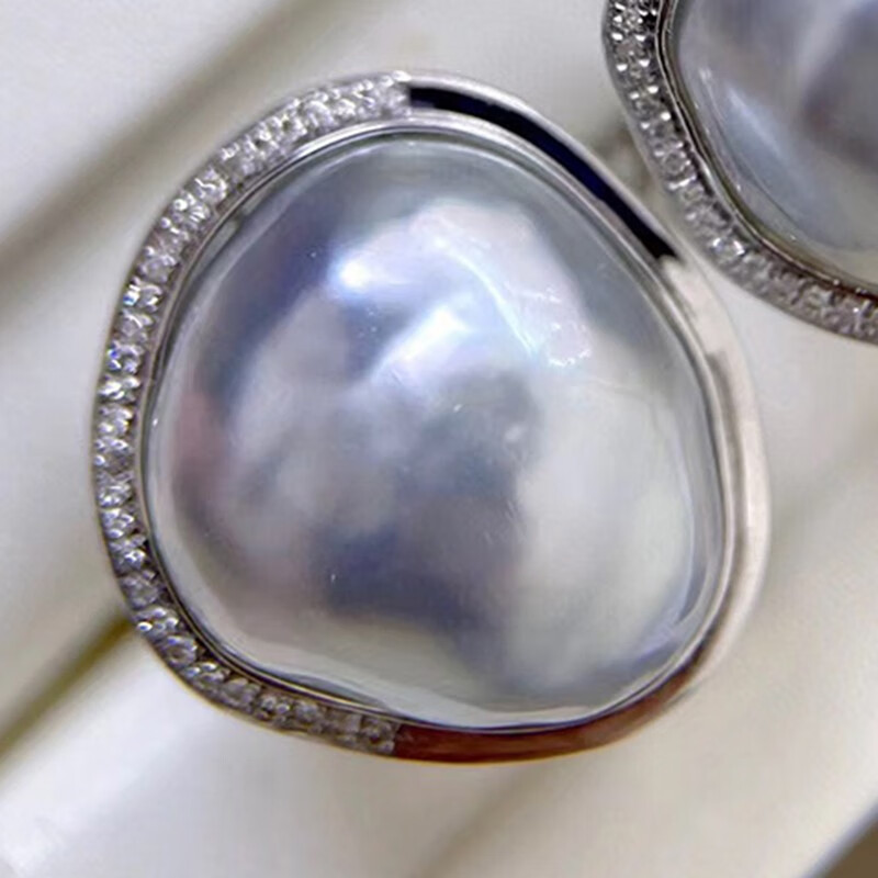 南洋半岛澳白巴洛克珍珠戒指海水珍珠18k金镶钻石轻奢珠宝名媛气质送